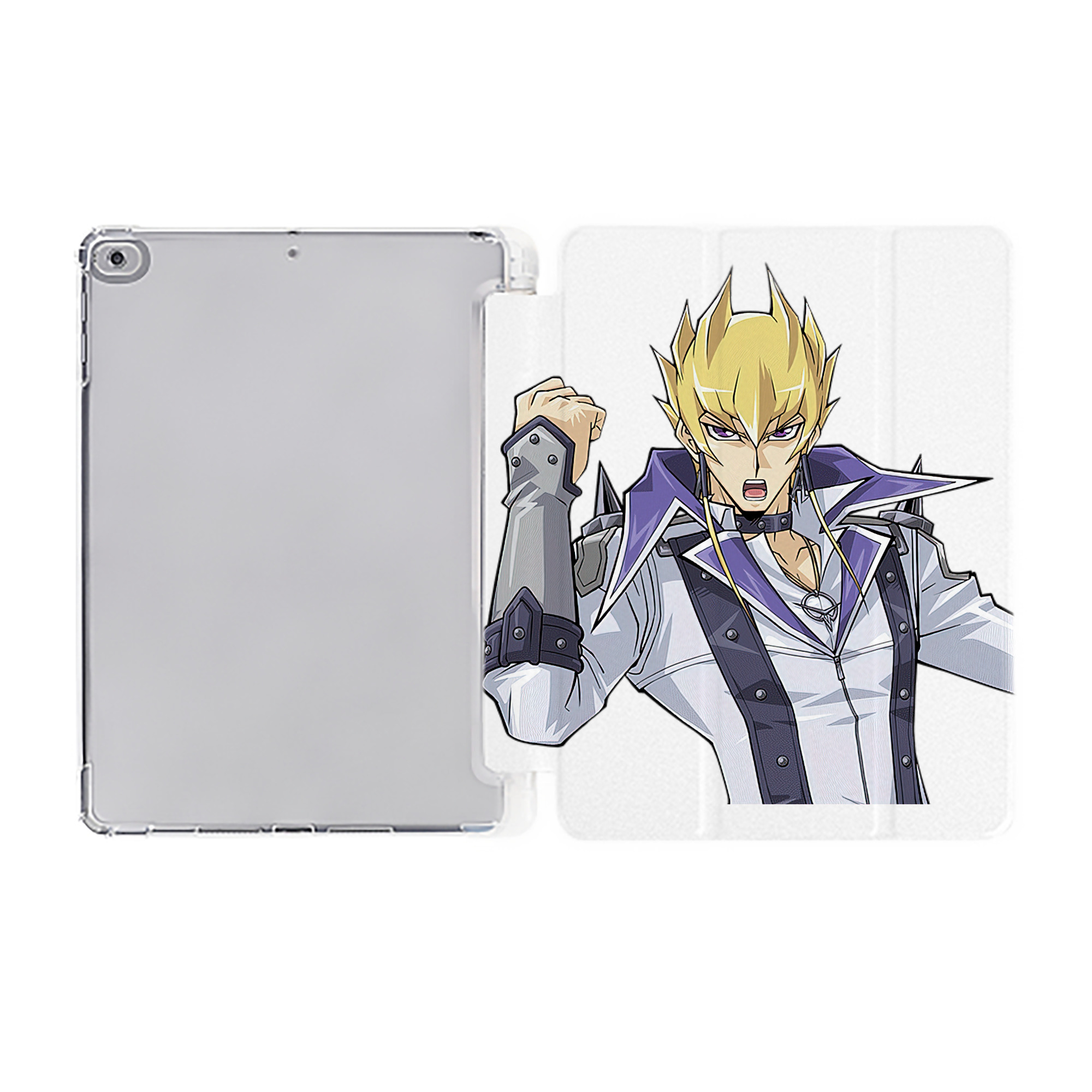 （画像用） 遊☆戯☆王 Yu-Gi-Oh! IPad ケース ペン収納付き 三つ折りスタンド PUレザー×シリコン 対応機種9.5/10.5/10.9インチ